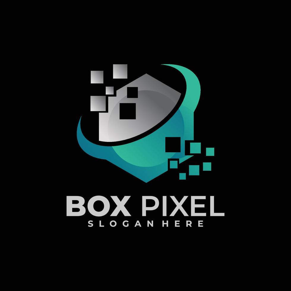 plantilla de diseño de vector de logotipo de caja de píxeles