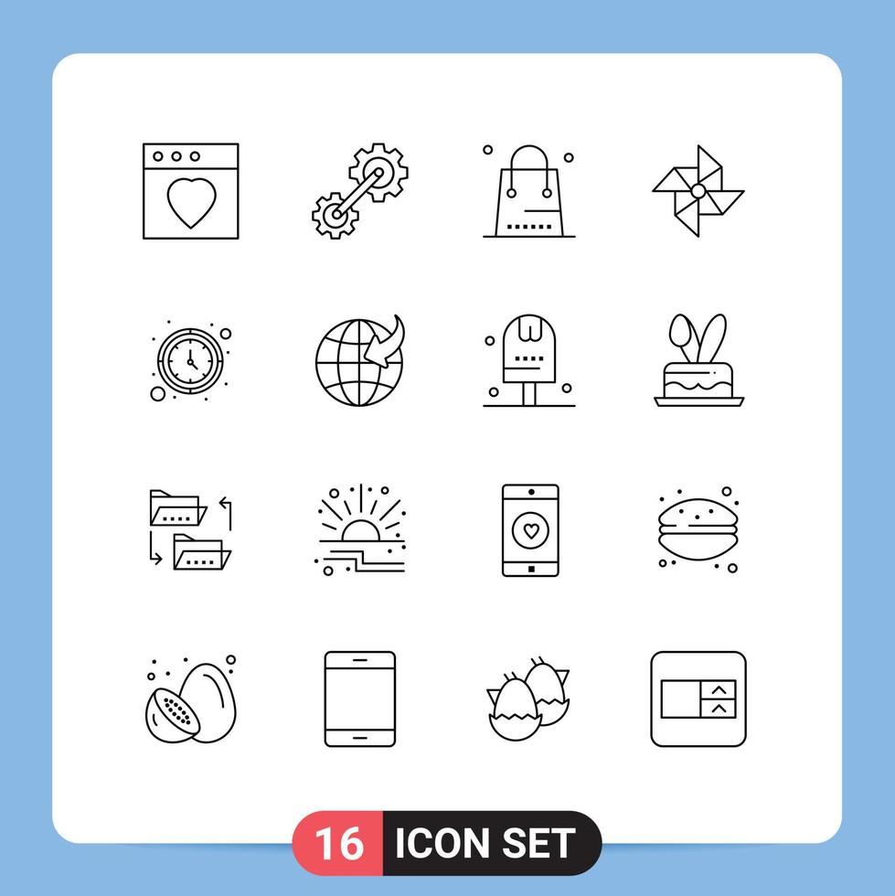 Set of 16 Vector Outlines on Grid for wall clock clock christmas windmill spring Editable Vector Design Elements