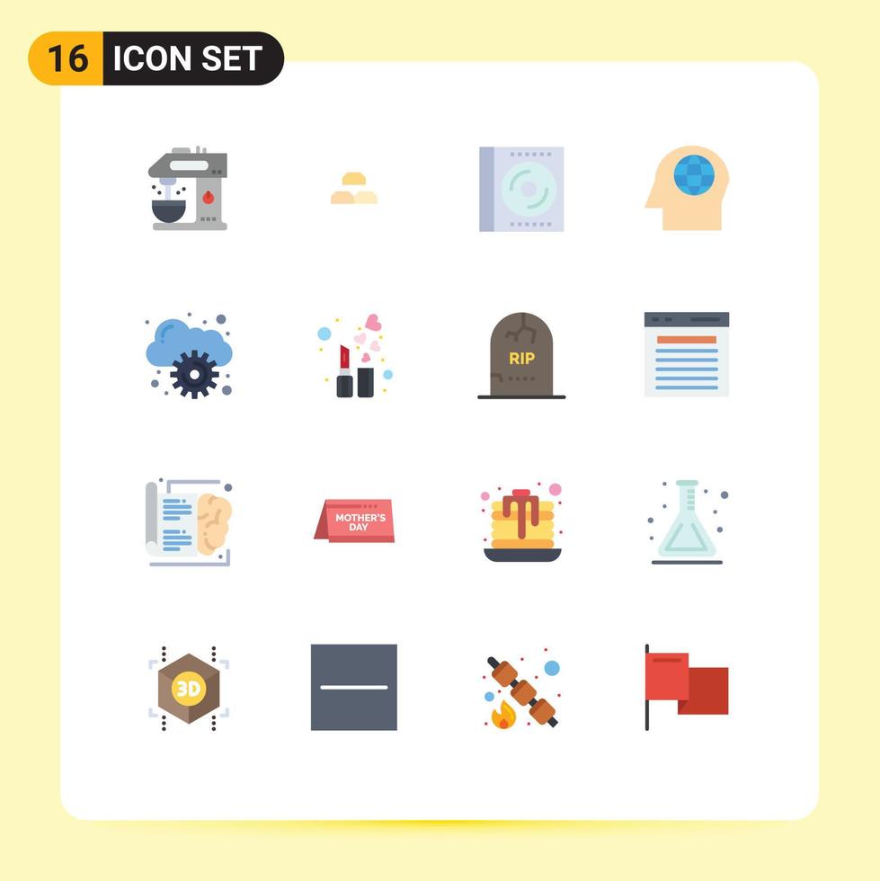 16 Flat Color concept for Websites Mobile and Apps cloud global interest face digital Editable Pack of Creative Vector Design Elements