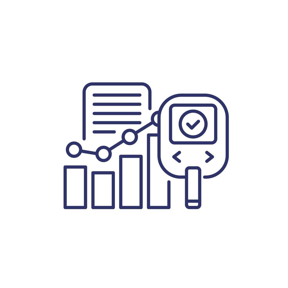 Glucose monitoring line icon with glucometer vector