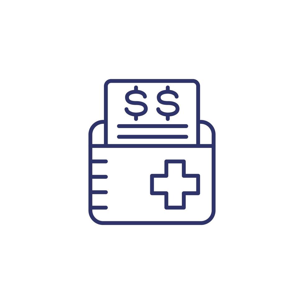 medical bill, cost line icon vector