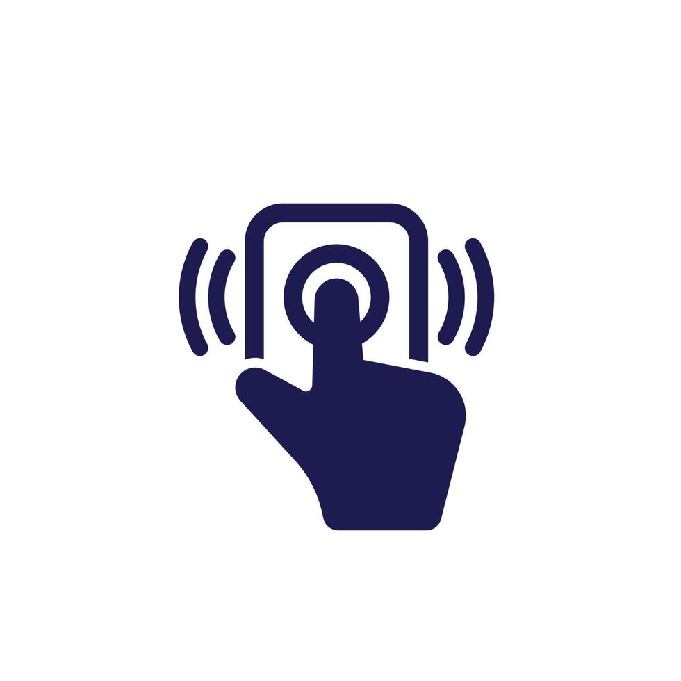 icono de timbre y mano en blanco vector