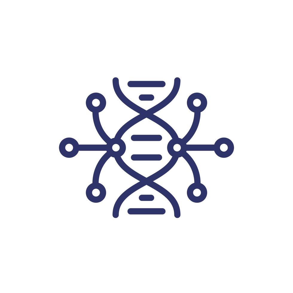 DNA sequencing, genetics line icon vector