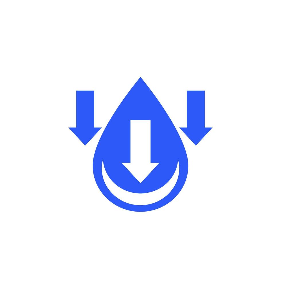 low water level icon with arrows, vector sign