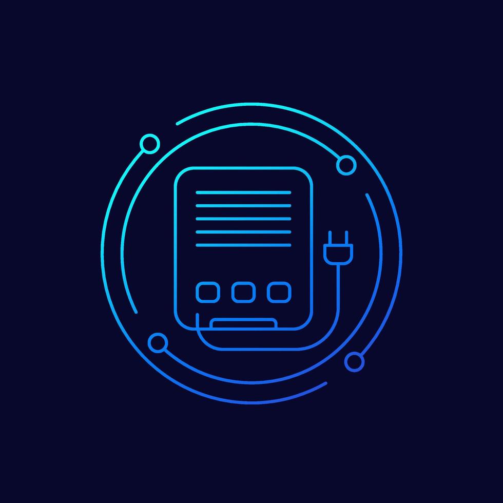 UPS, backup power supply line vector icon