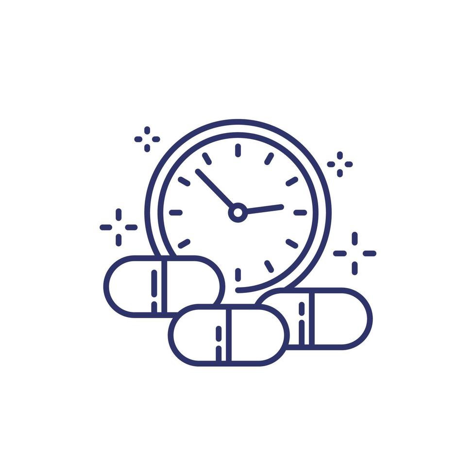 medication time line icon with pills and clock vector