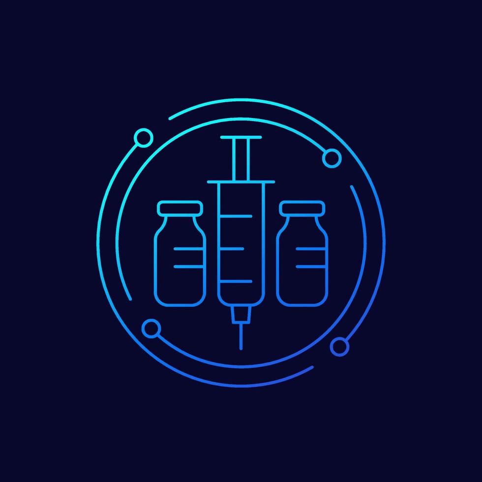 vaccine, vaccination line vector icon