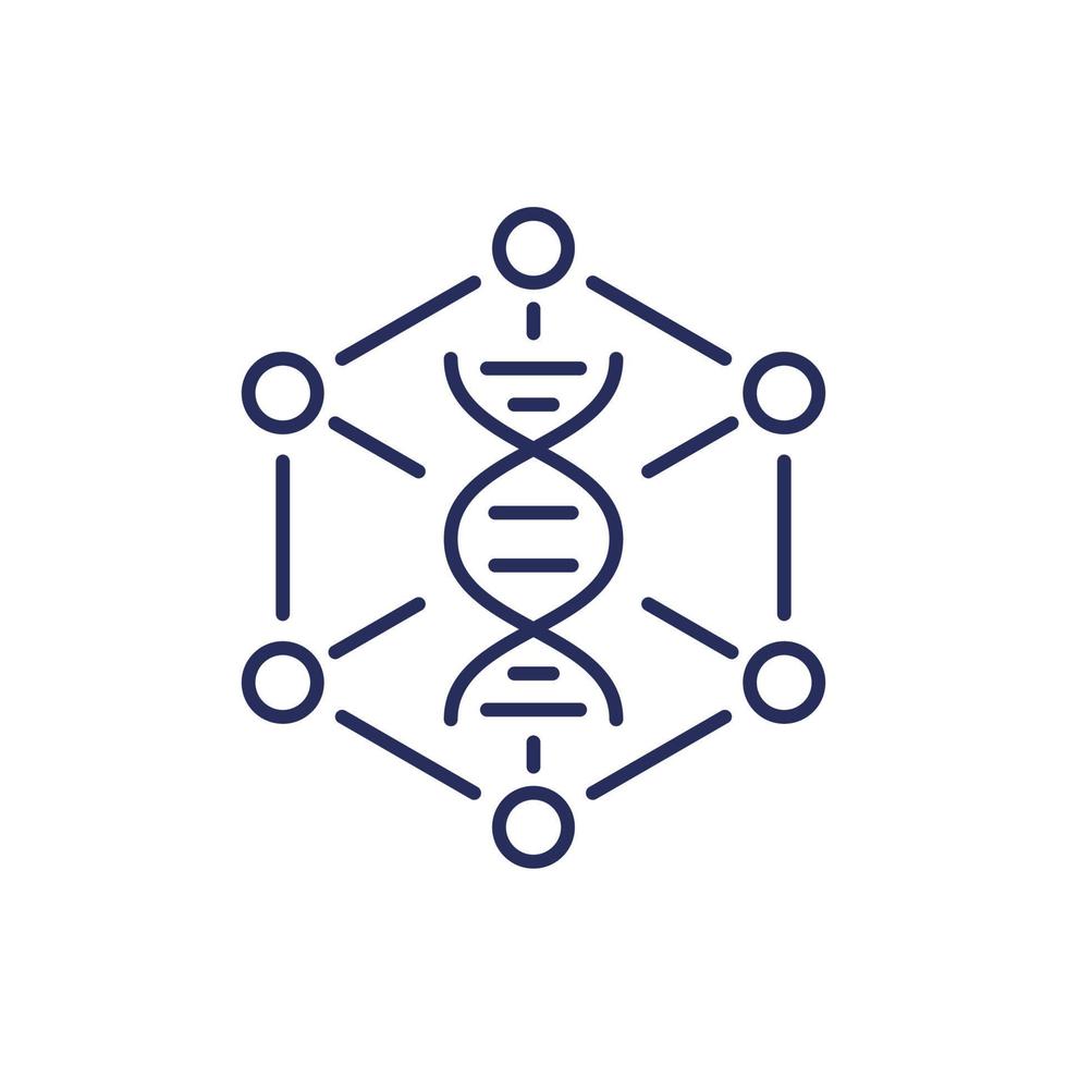 Genomics line icon, dna research vector