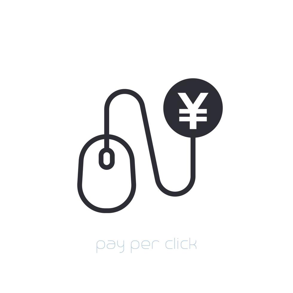 pay per click icon with yuan vector