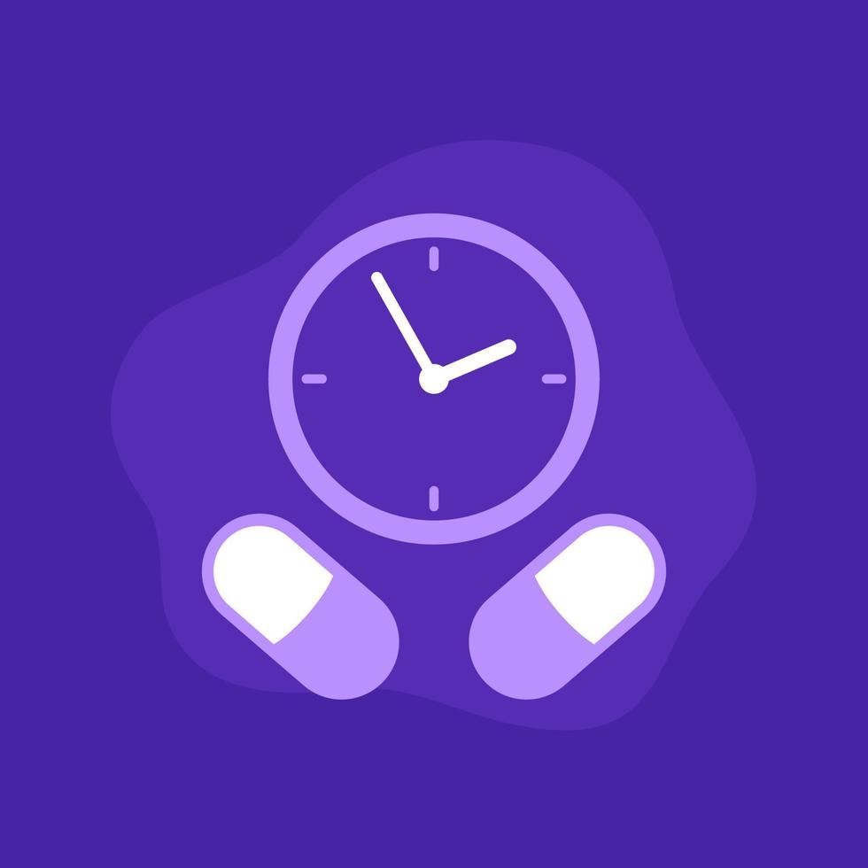 medication time icon with pills and clock vector