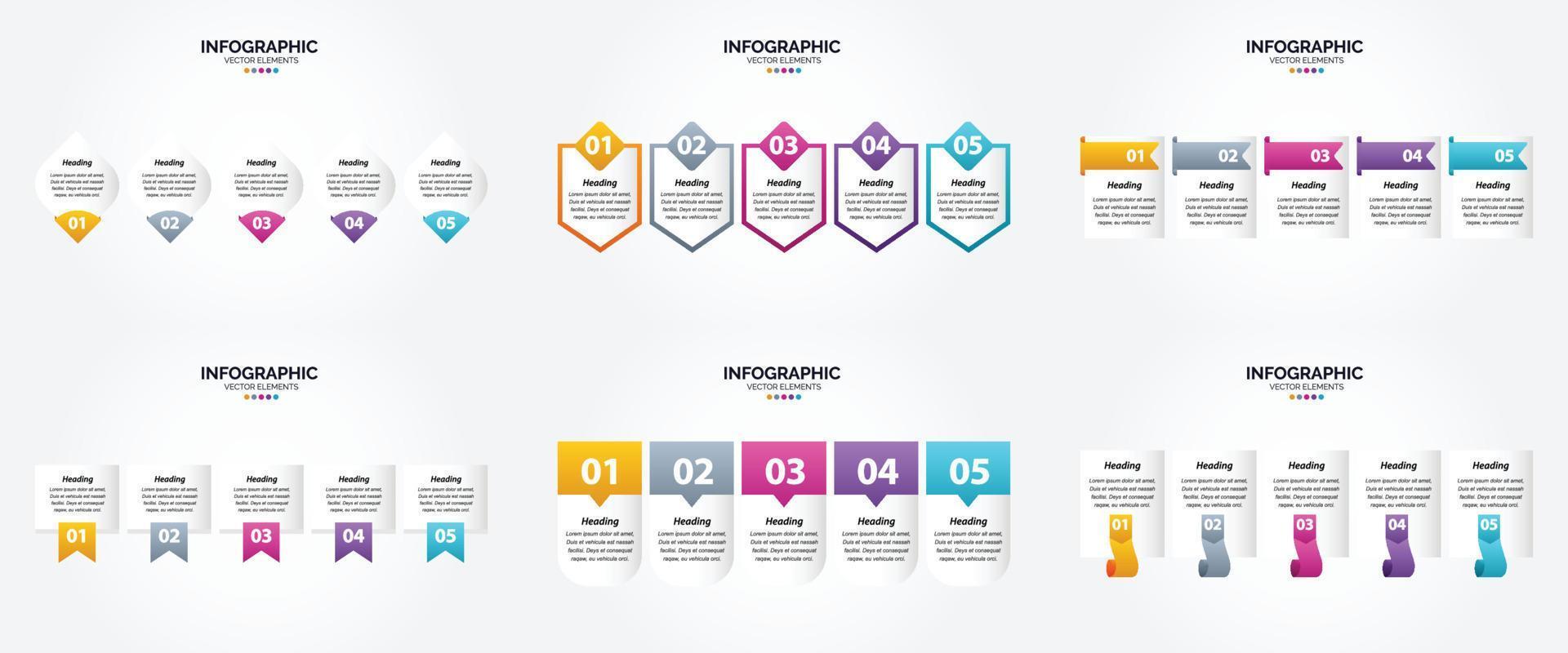 ilustración vectorial infografía conjunto de diseño plano para folleto publicitario y revista vector