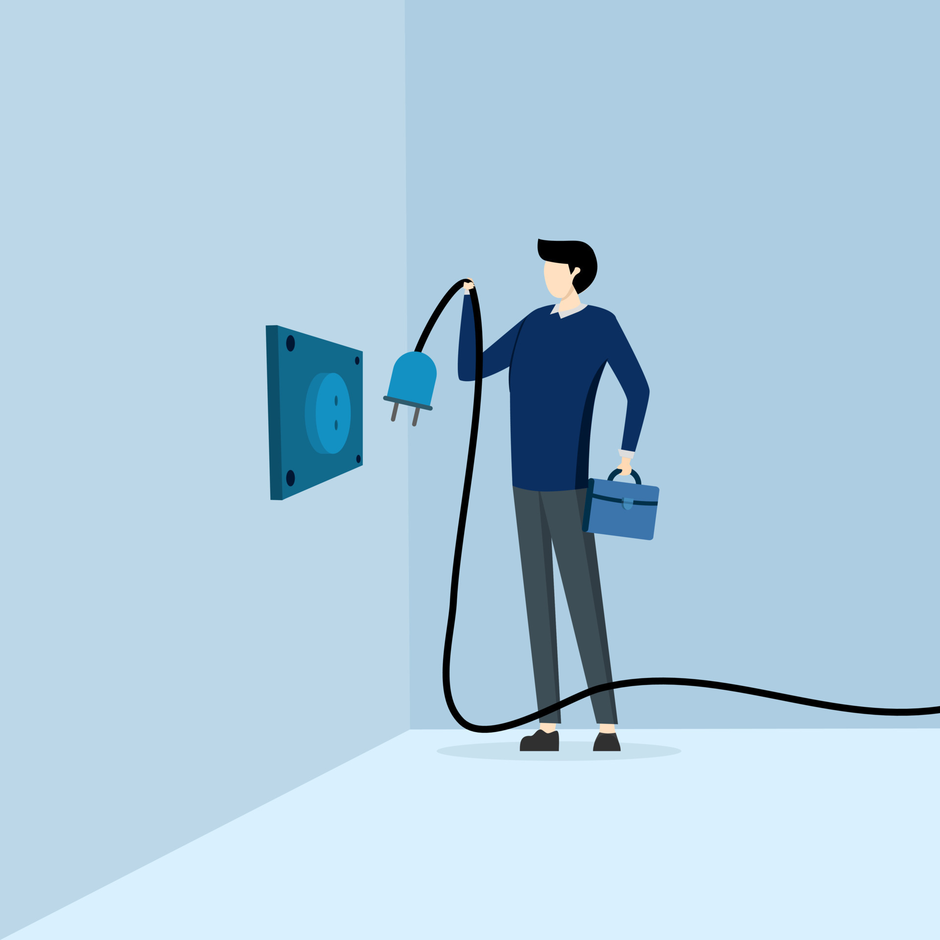 energy efficiency illustration concept. Characters unplug appliances
