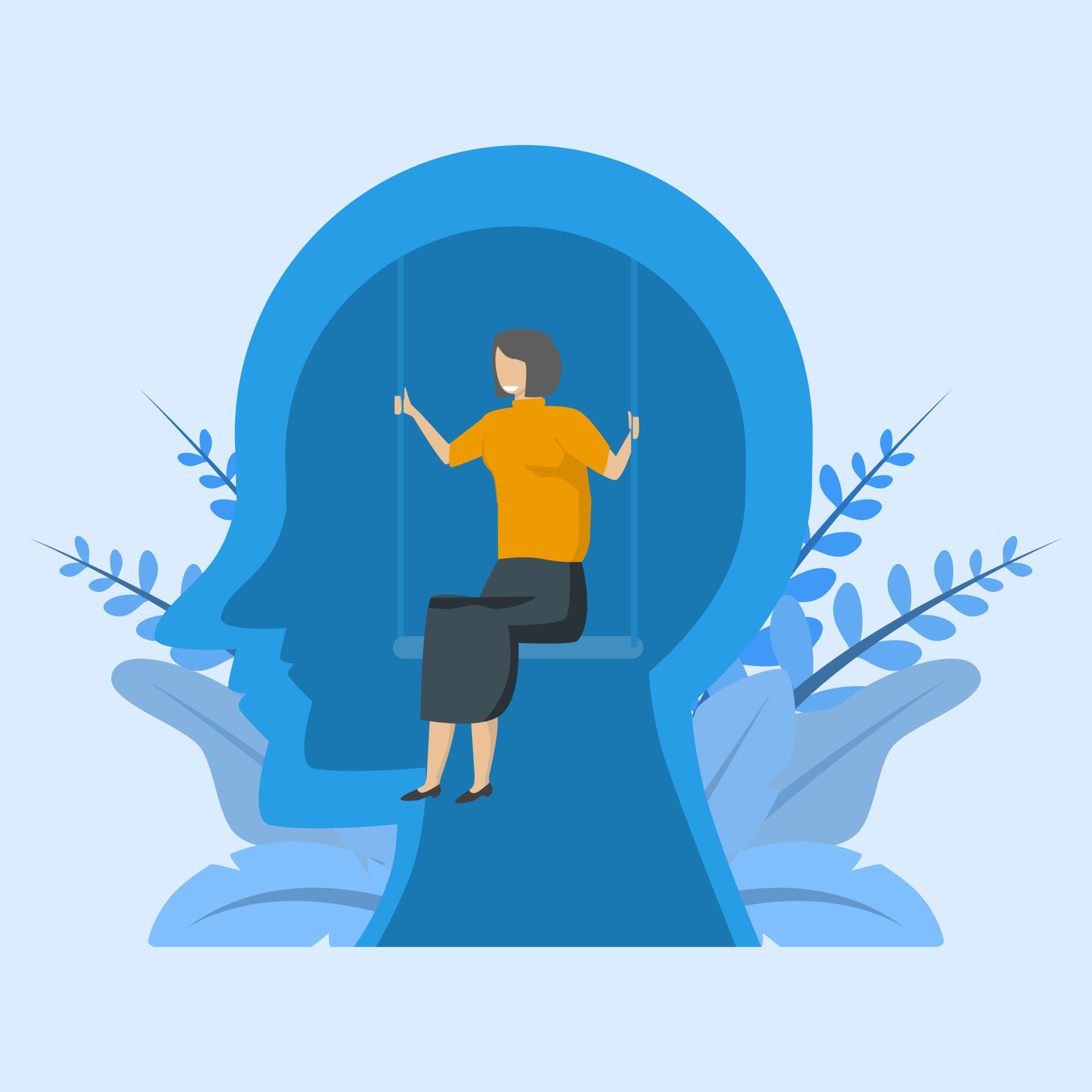 healthy mentality and self care illustration concept Happy woman healthy mentality and self care illustration concept Happy woman