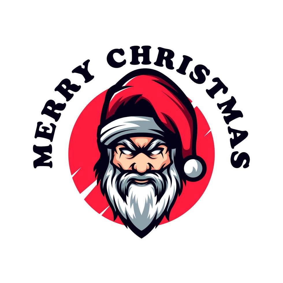 Angry Oldman Santaclaus Badge Mascot Logo Gaming Esports vector