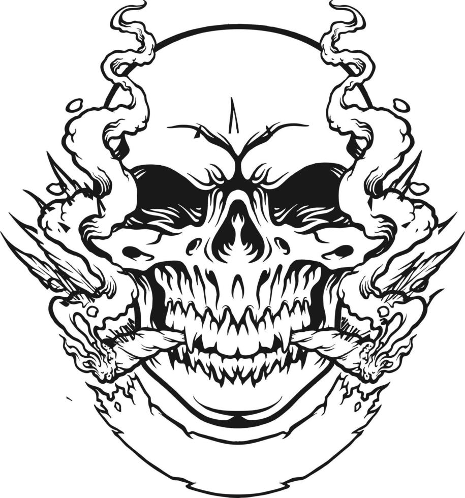 Sugar Skull Smoking Silhouette vector