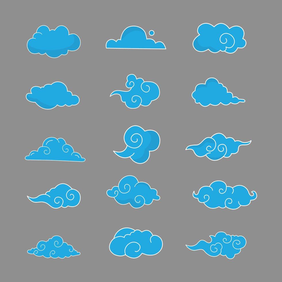 vector collection of blue clouds