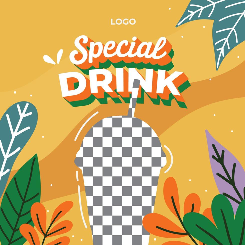 Drink menu special promo memphis style vector