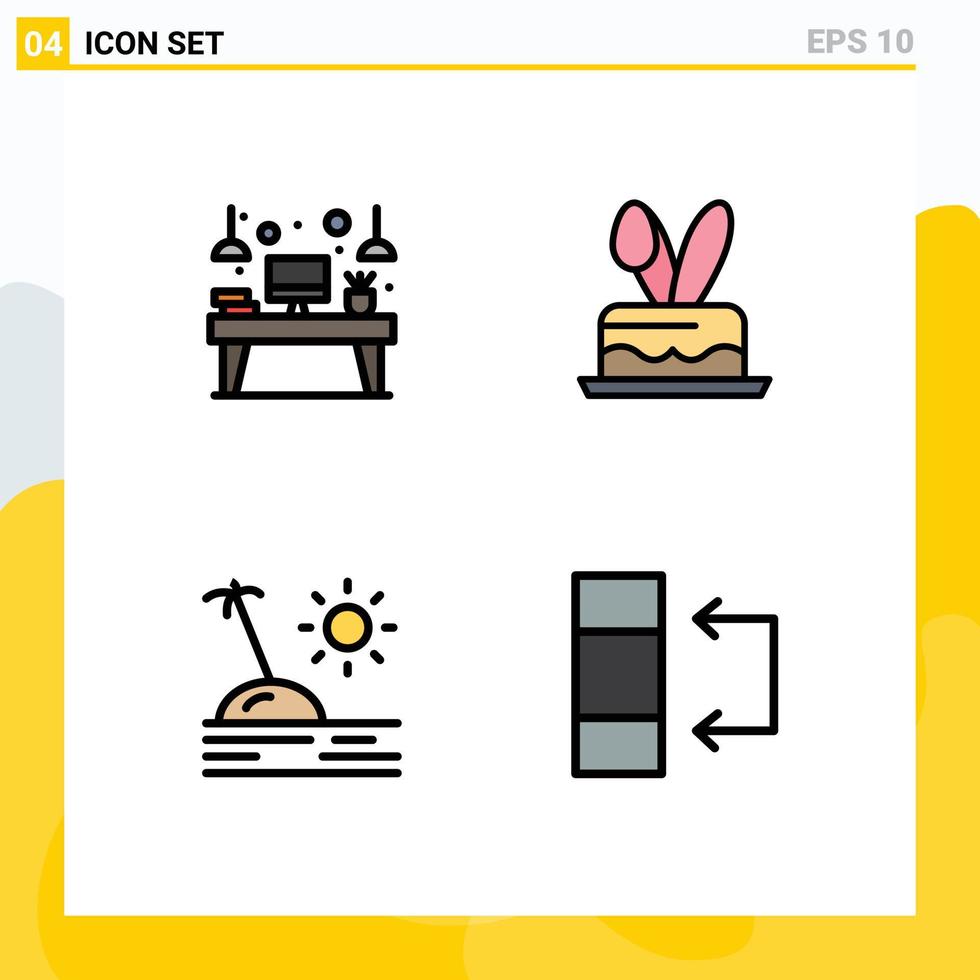 Set of 4 Modern UI Icons Symbols Signs for desk holiday device egg travel Editable Vector Design Elements