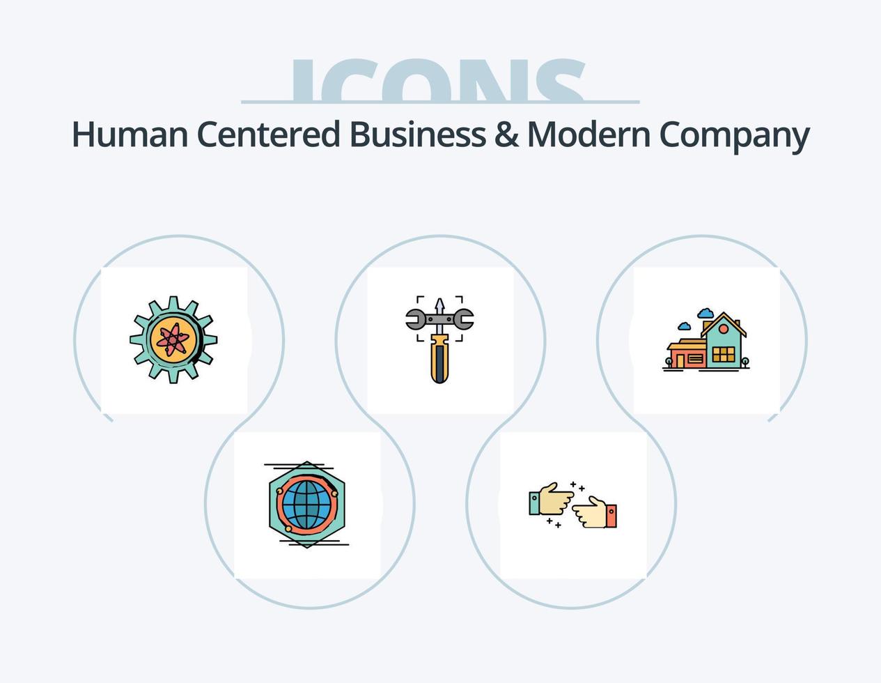 Human Centered Business And Modern Company Line Filled Icon Pack 5 Icon Design. card. user. time. id. upload vector