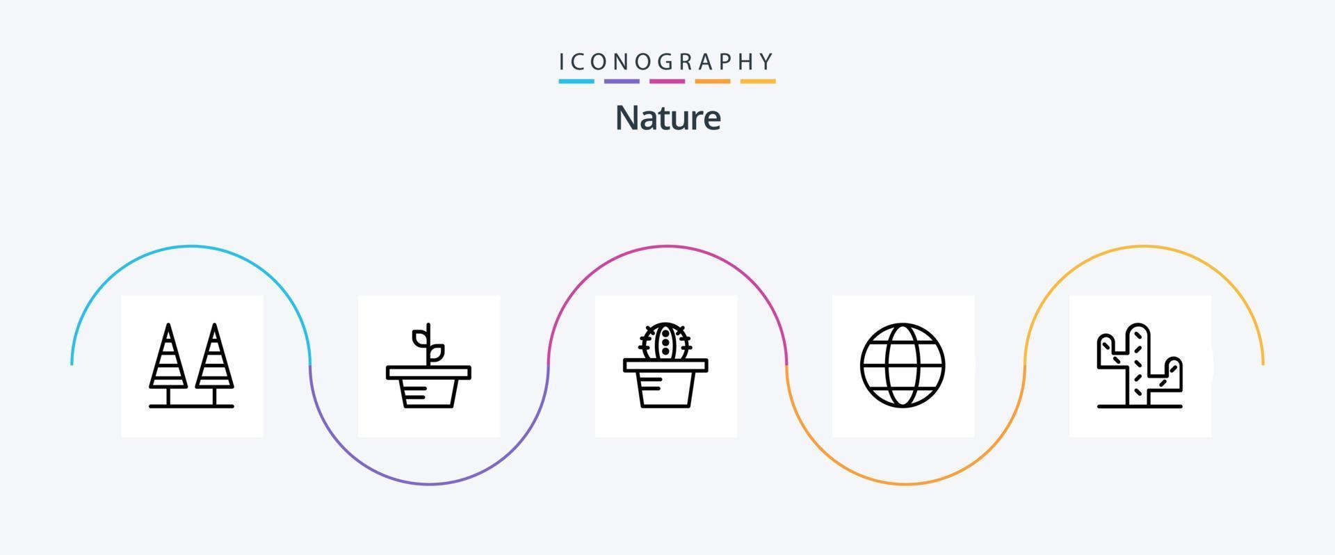 paquete de iconos de la línea natural 5 que incluye . cactus. planta. naturaleza. ambiente vector