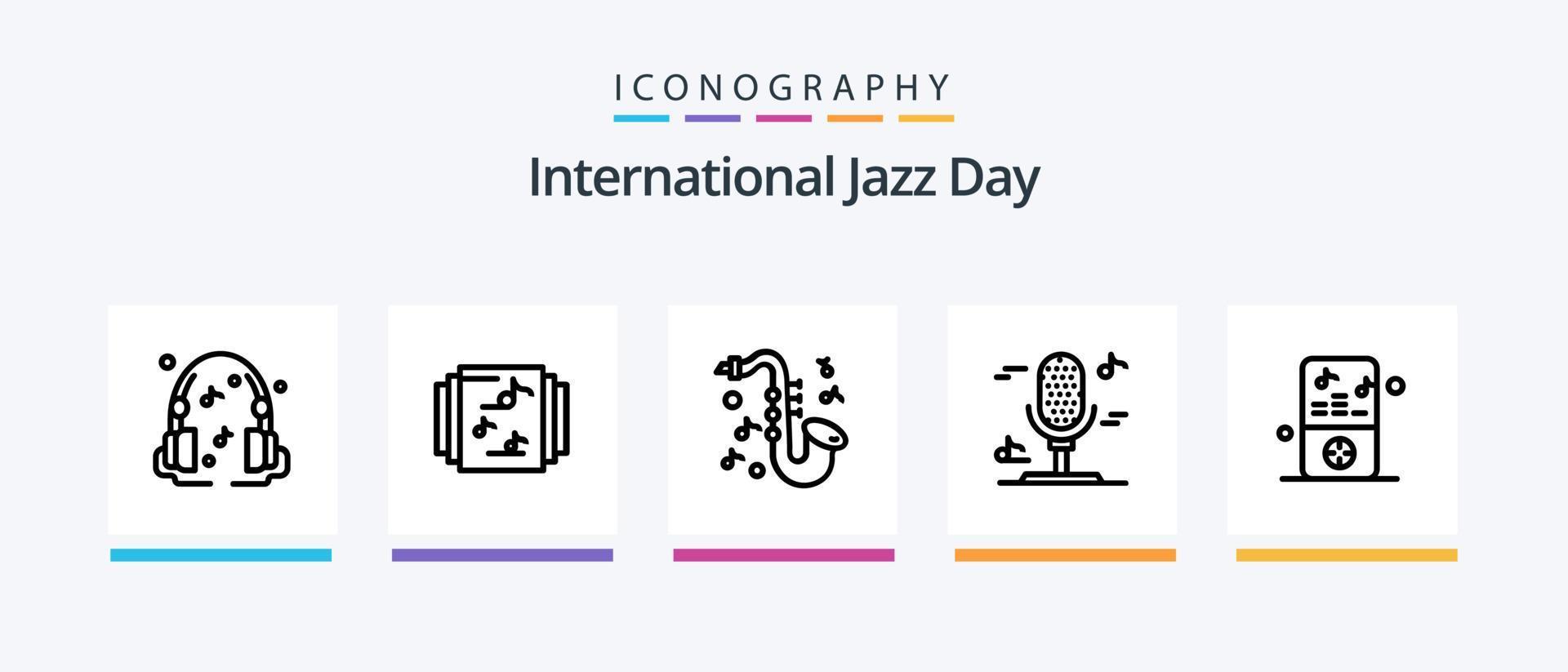 International Jazz Day Line 5 Icon Pack Including rock and roll. music. phone. hand. player. Creative Icons Design vector