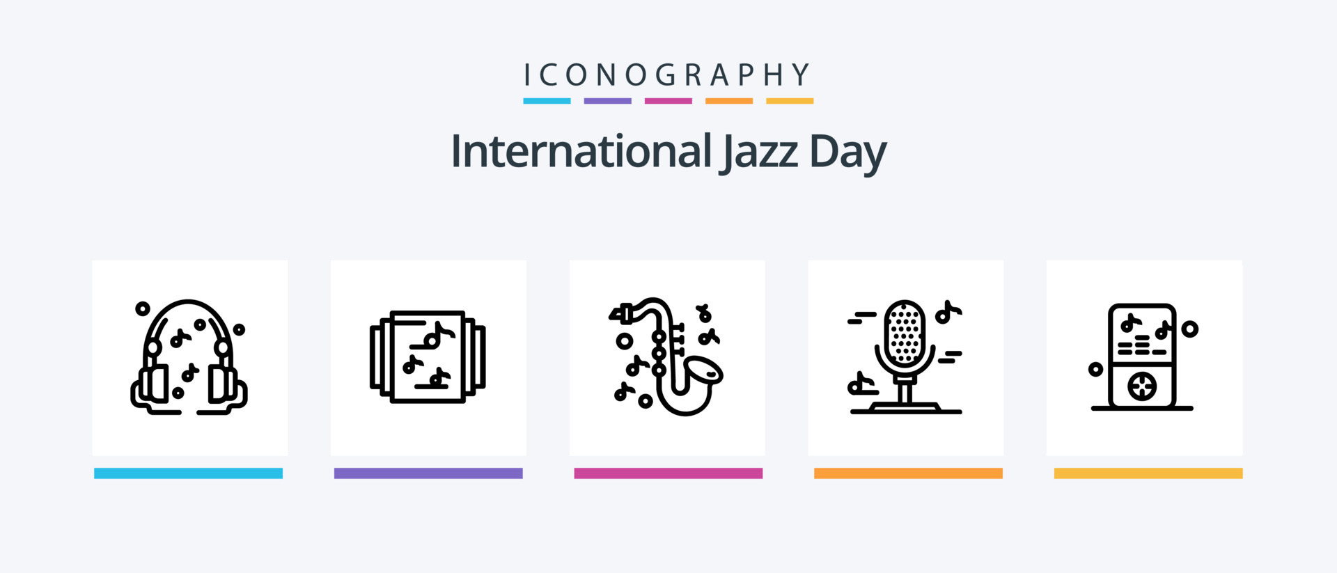 International Jazz Day Line 5 Icon Pack Including rock and roll. music