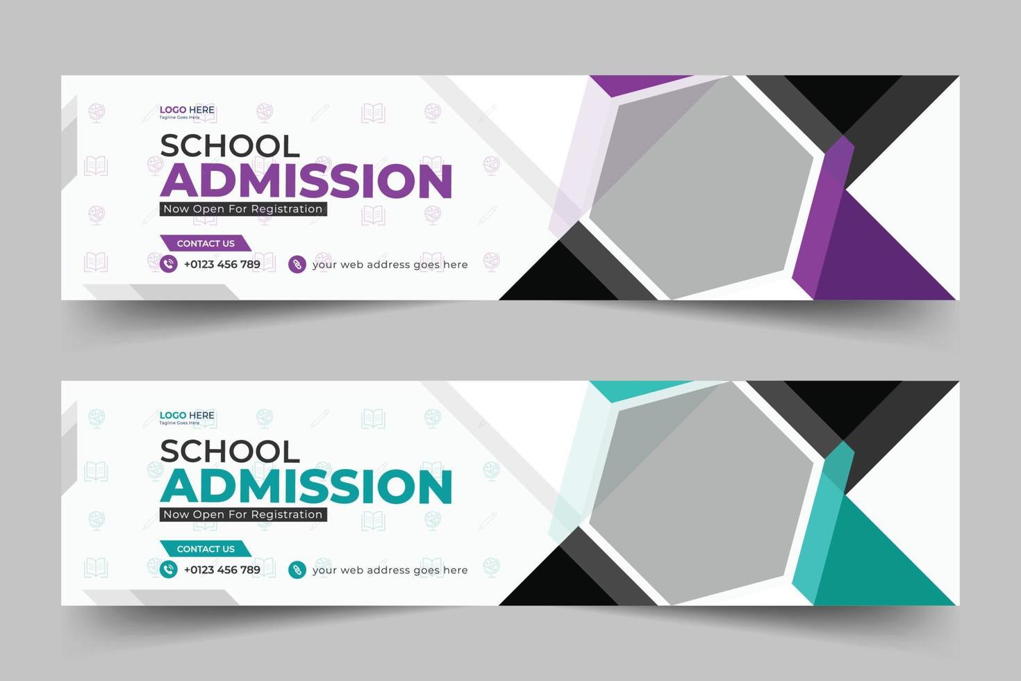 School admission linkedin cover banner template vector