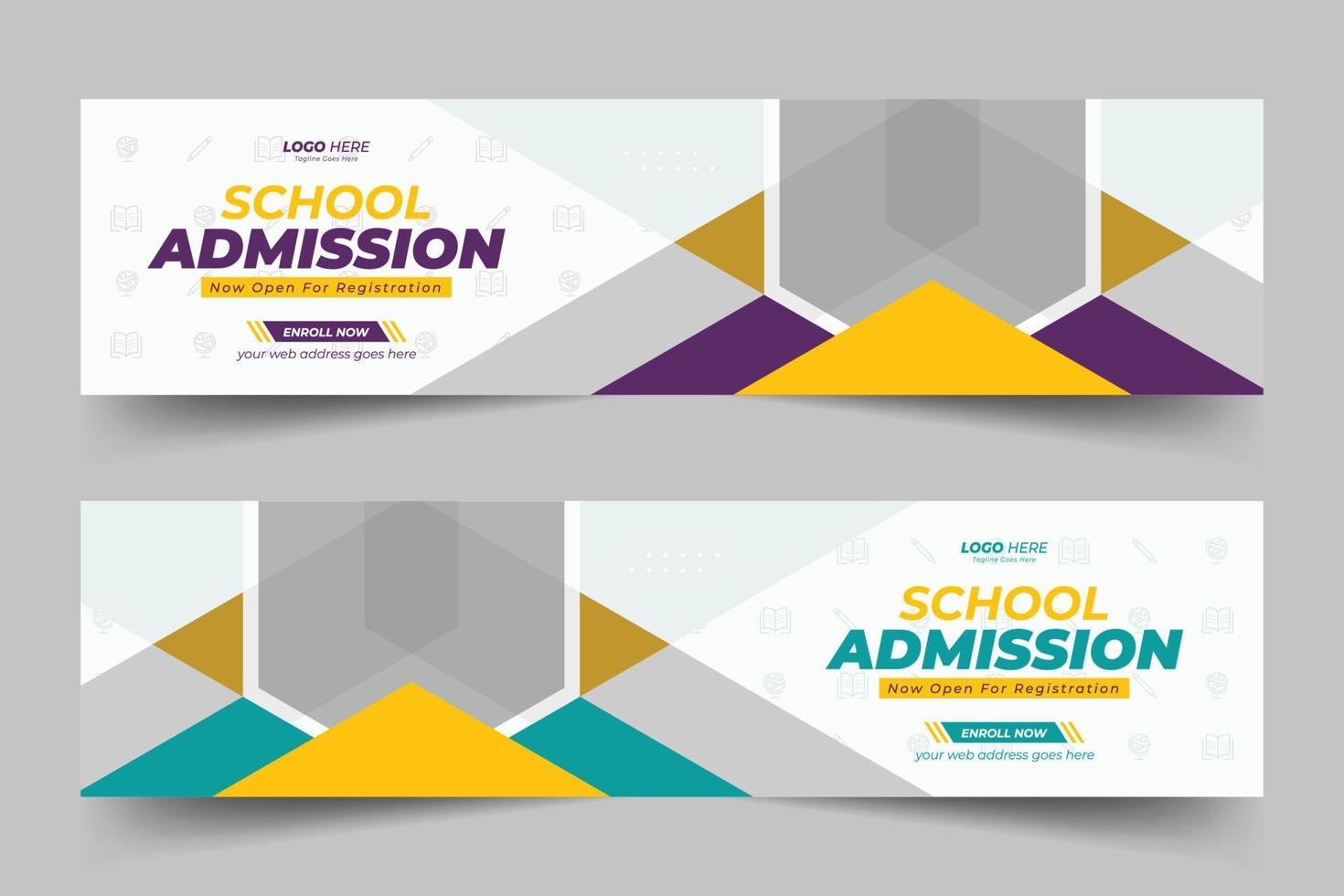 School admission linkedin cover banner template vector