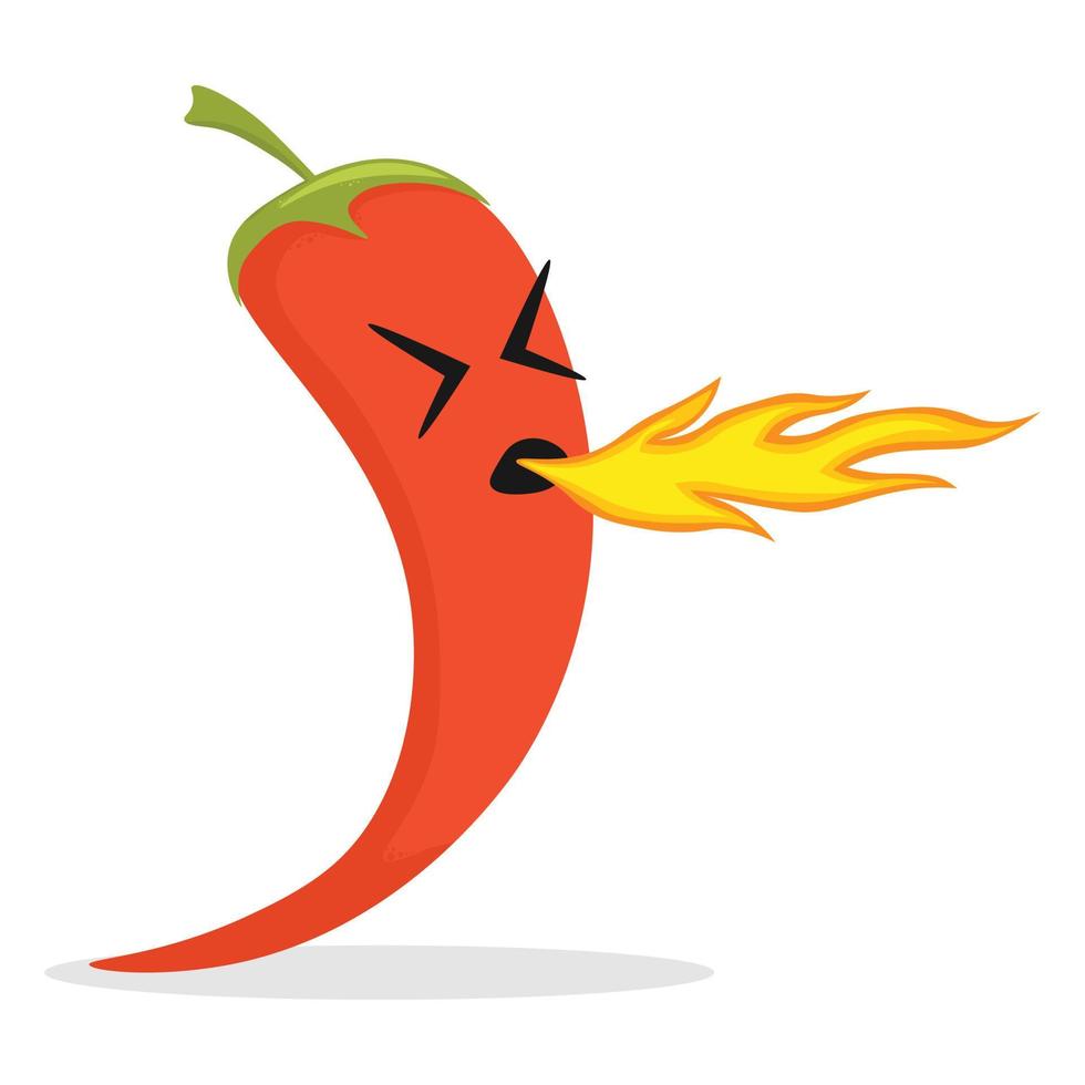 carácter de pimienta ardiente. dibujos animados divertidos chiles picantes, quemar personajes fríos diferentes chiles que respiran fuego jalapeño llama mascota roja para salsa picante ilustración vectorial ordenada. pimiento picante divertido vector