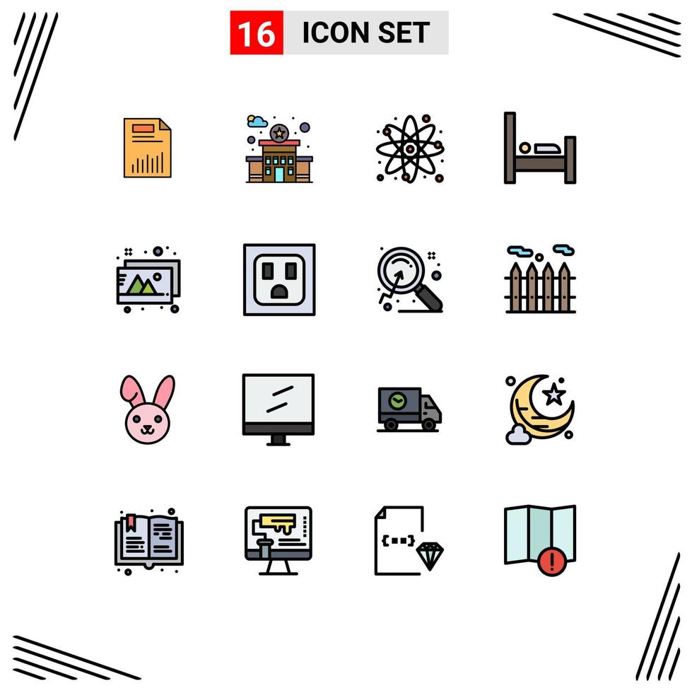 16 Creative Icons Modern Signs and Symbols of people bed police atom science Editable Creative Vector Design Elements