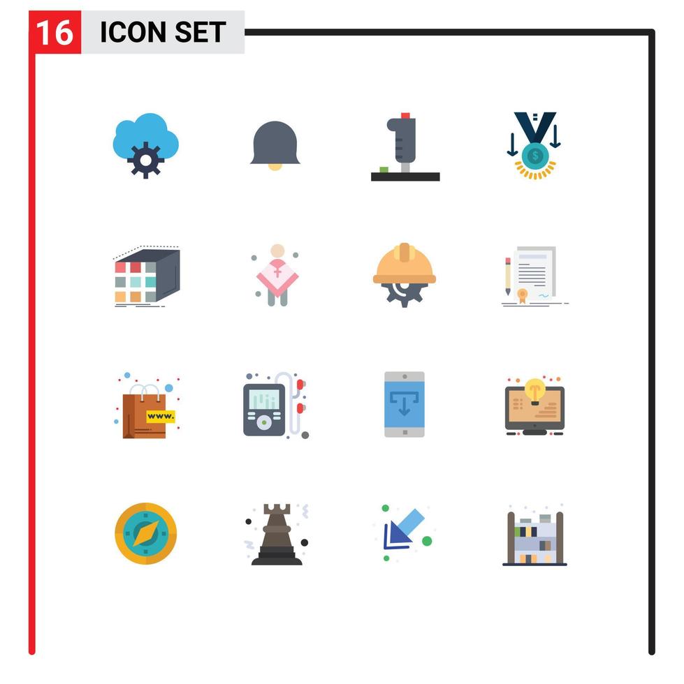 Universal Icon Symbols Group of 16 Modern Flat Colors of cube abstract game trophy star Editable Pack of Creative Vector Design Elements