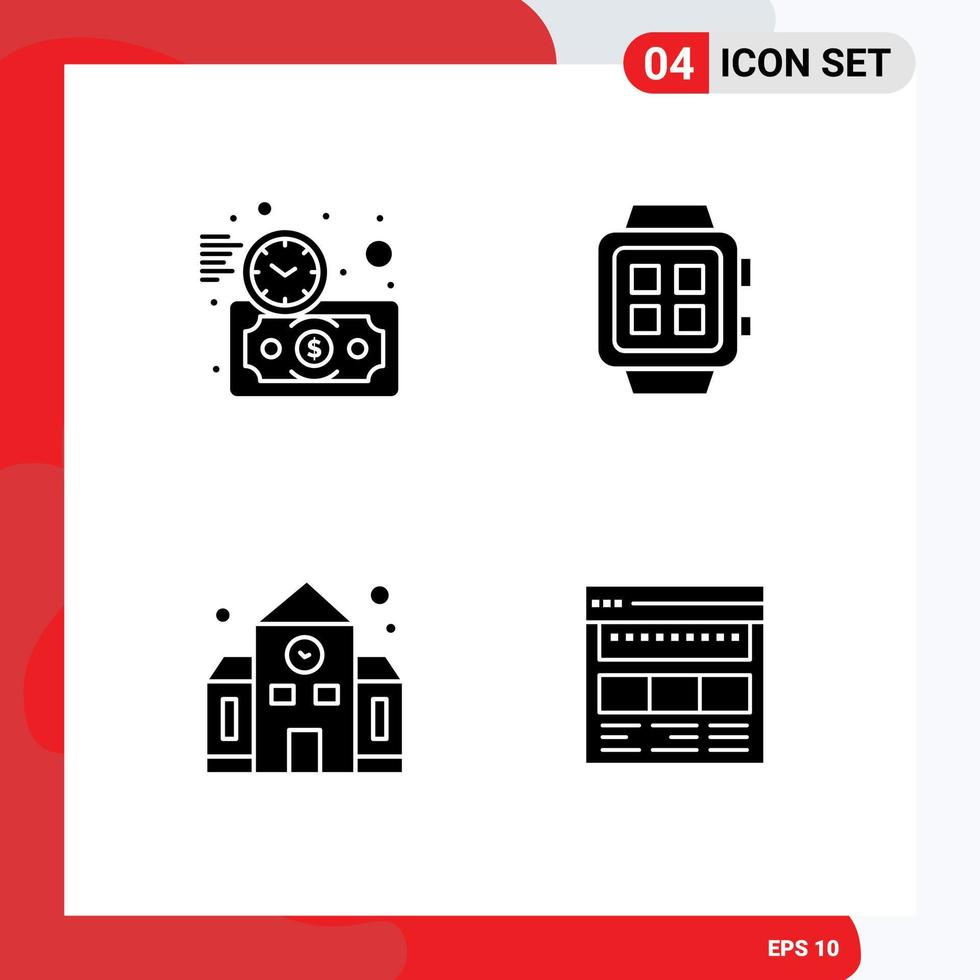 Set of Commercial Solid Glyphs pack for budget estimate school time smart building Editable Vector Design Elements