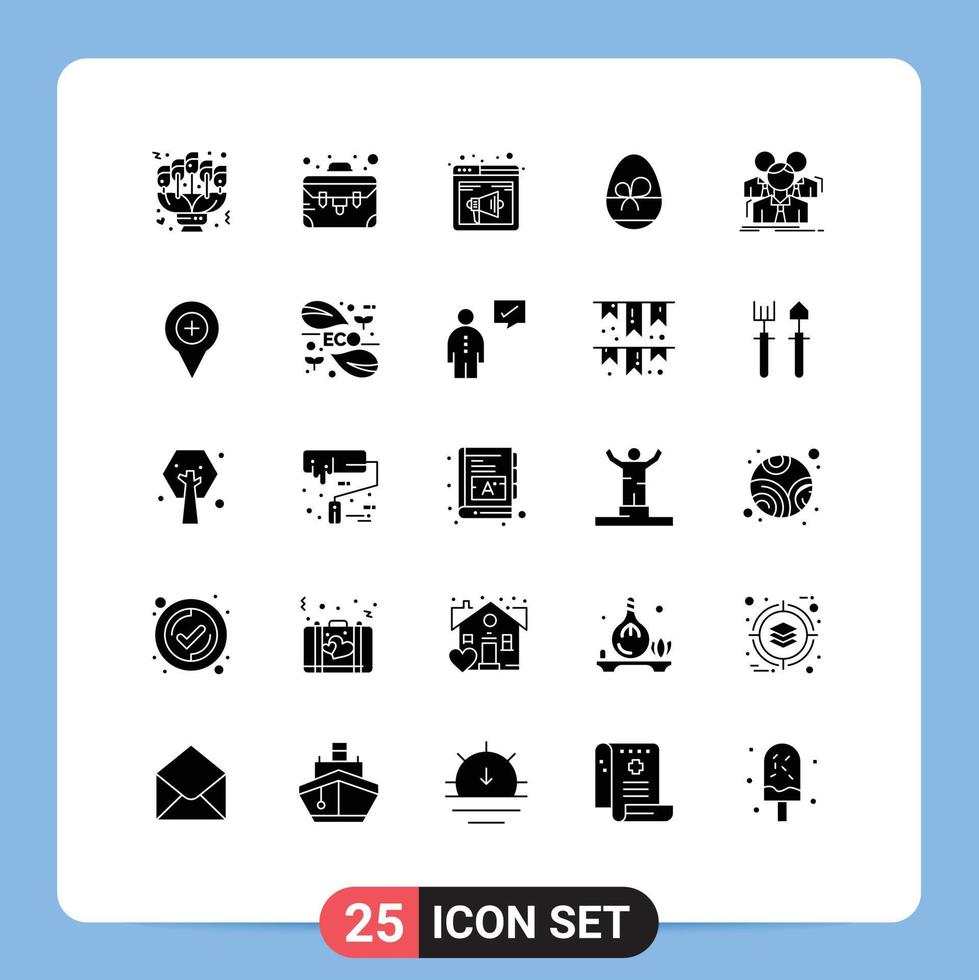 Universal Icon Symbols Group of 25 Modern Solid Glyphs of team spring browser gift webpage Editable Vector Design Elements