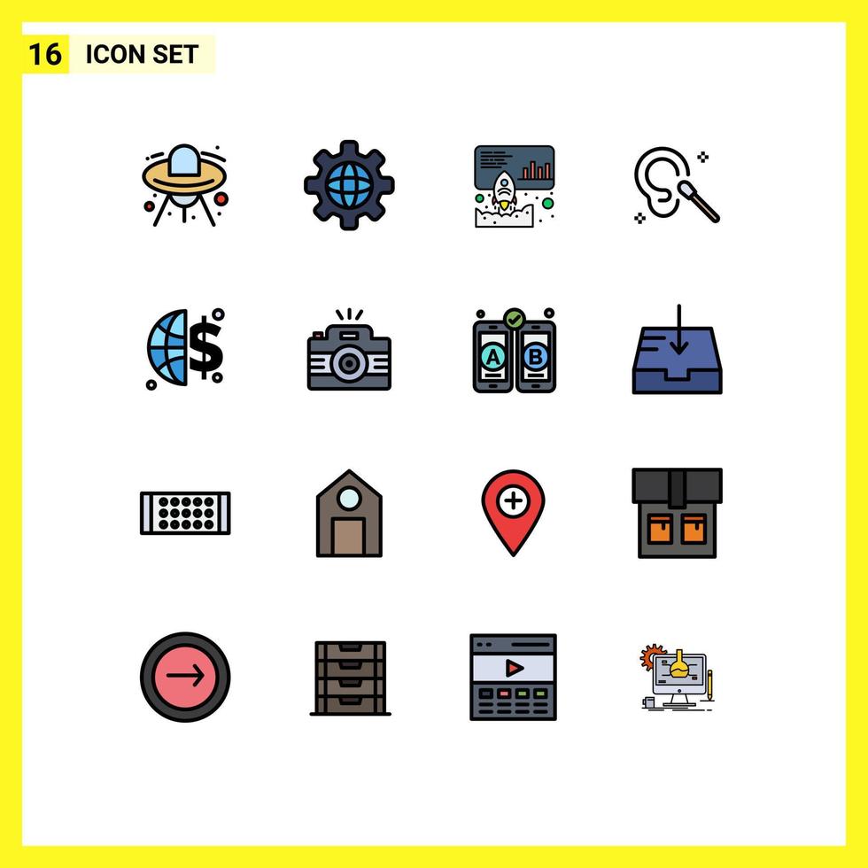 16 Creative Icons Modern Signs and Symbols of money finance launch clean ear Editable Creative Vector Design Elements