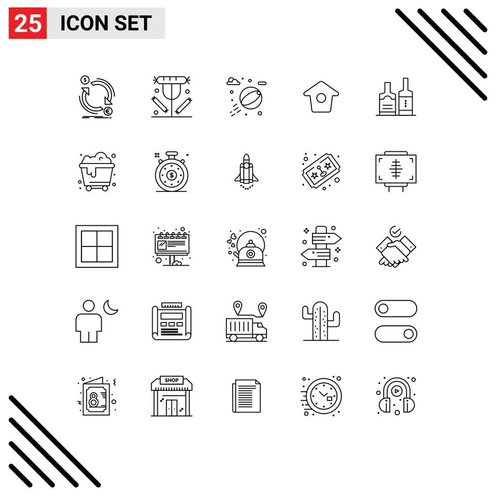 Line Pack of 25 Universal Symbols of beverage twitter food tweet park Editable Vector Design Elements
