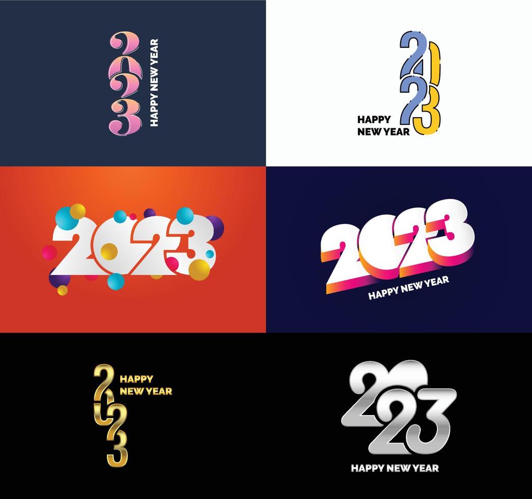 gran conjunto de 2023 feliz año nuevo diseño de texto de logotipo plantilla de diseño de número 2023 vector