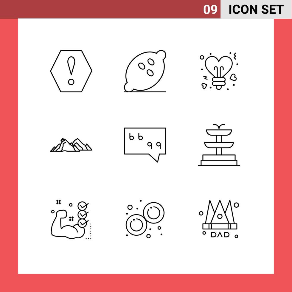9 Outline concept for Websites Mobile and Apps bubble nature bulb hill mountain Editable Vector Design Elements