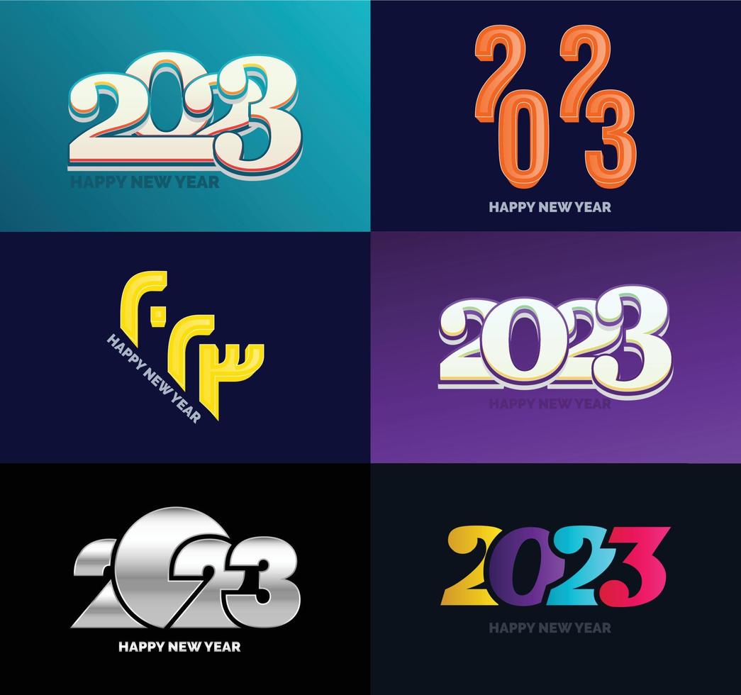 Big Set of 2023 Happy New Year logo text design 2023 number design template vector