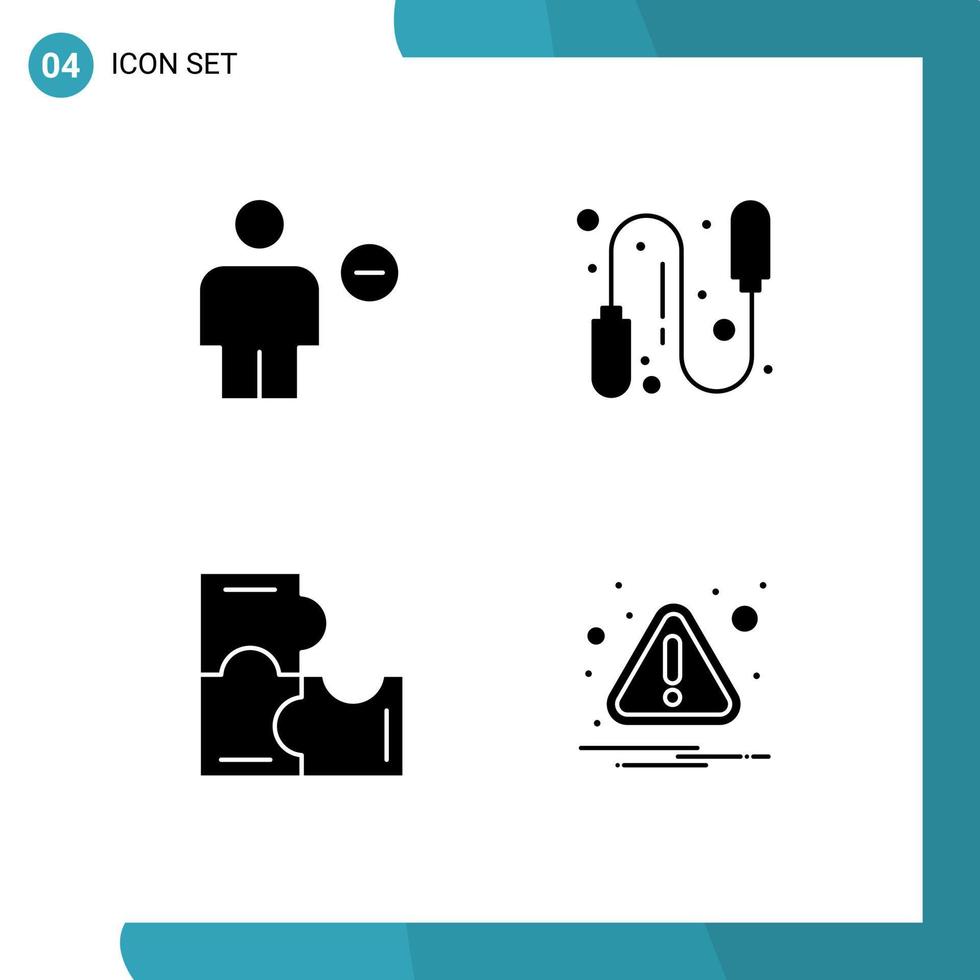Group of 4 Solid Glyphs Signs and Symbols for avatar puzzle human fitness puzzle pieces Editable Vector Design Elements