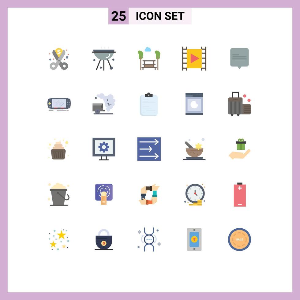 Set of 25 Modern UI Icons Symbols Signs for player media player food media view Editable Vector Design Elements