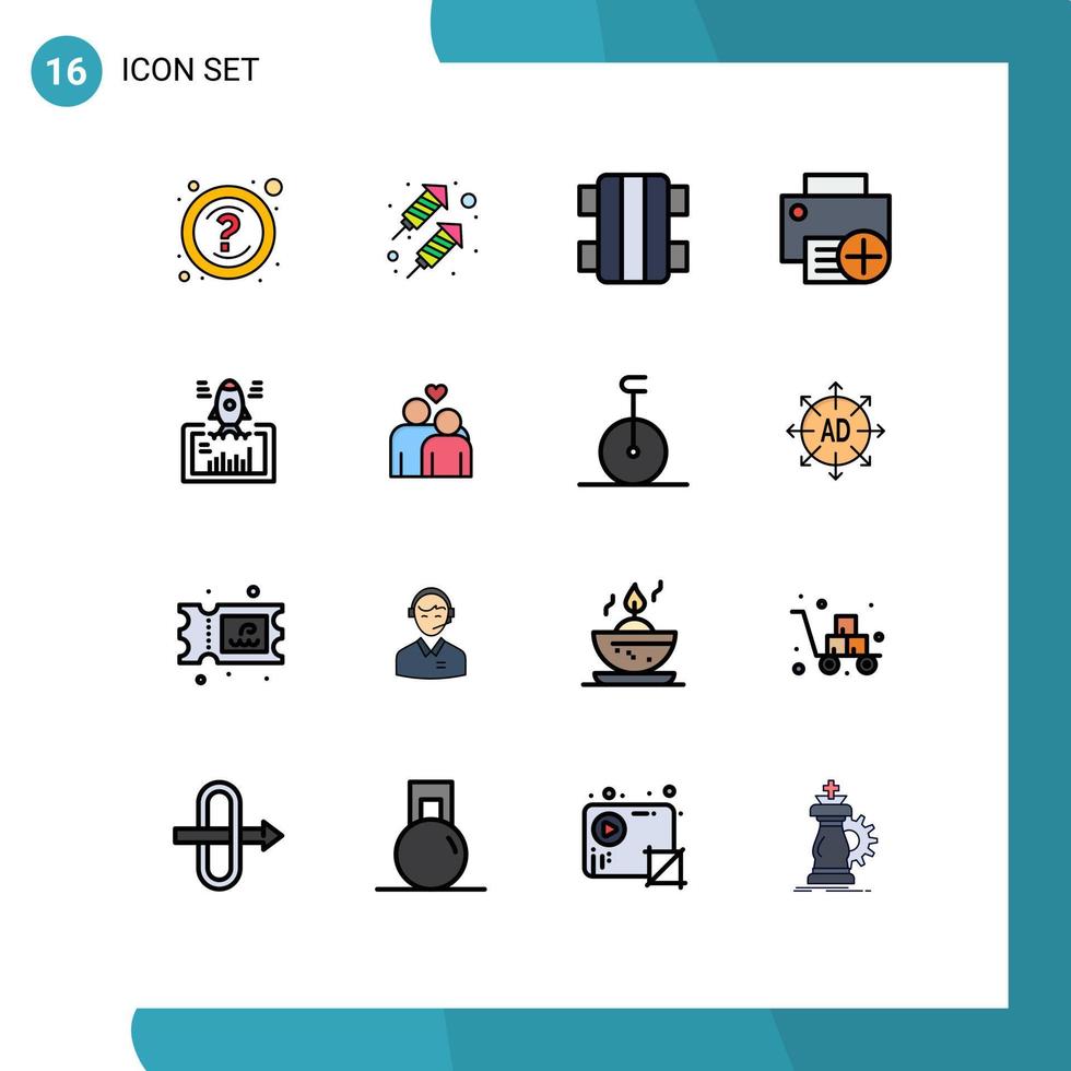 Pictogram Set of 16 Simple Flat Color Filled Lines of project hardware game gadget computers Editable Creative Vector Design Elements