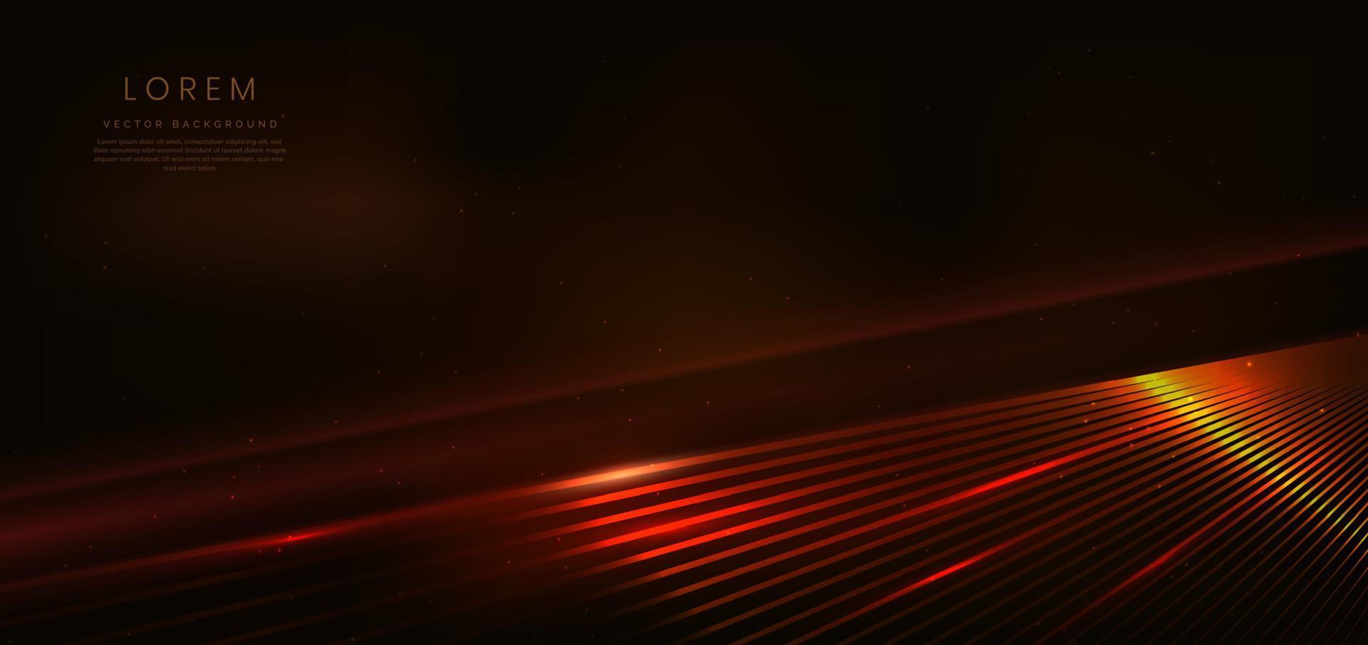 Abstract golden lines diagonal on dark brown background with lighting effect and sparkling with copy space for text. vector