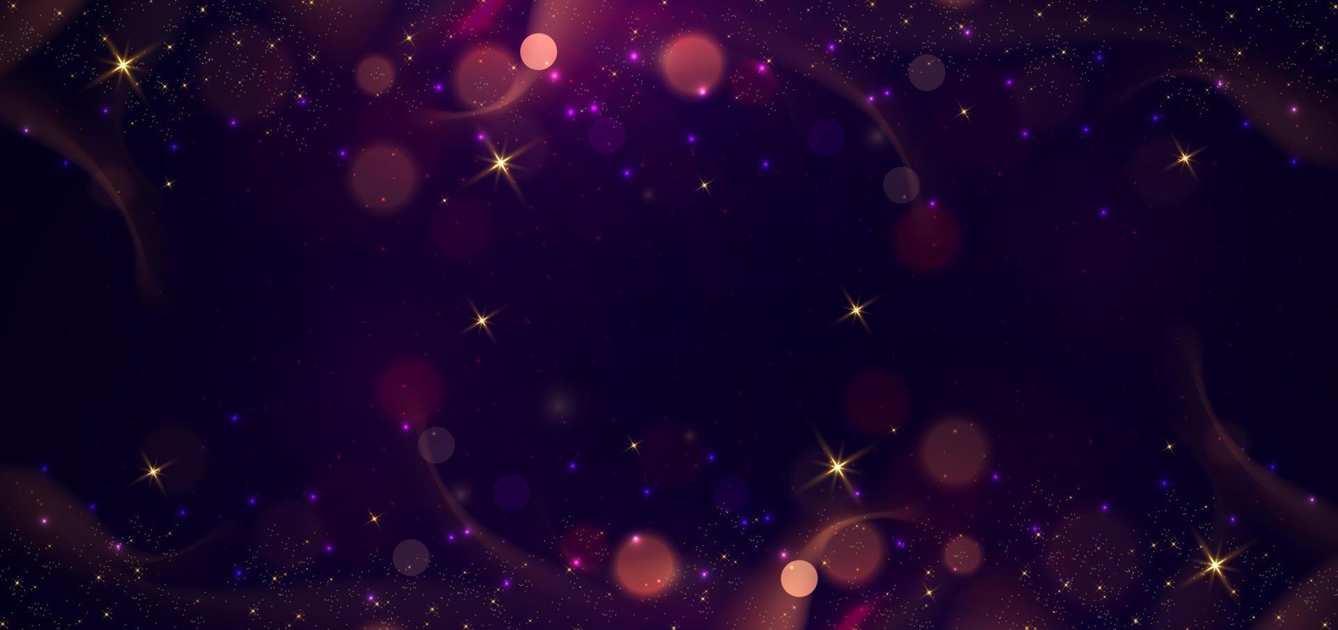 Abstract elegant bokeh on dark purple background with lighting effect and sparkle for celebration chistmas. vector