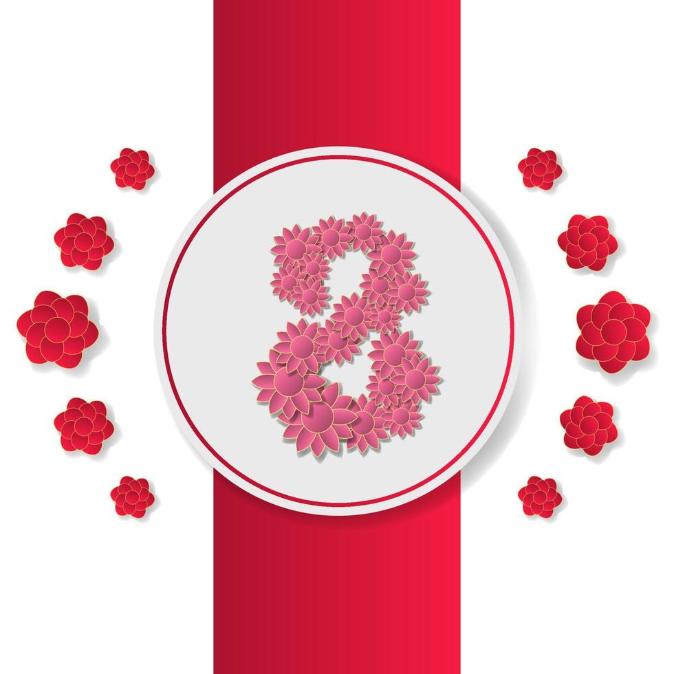 8 march flower red background vector