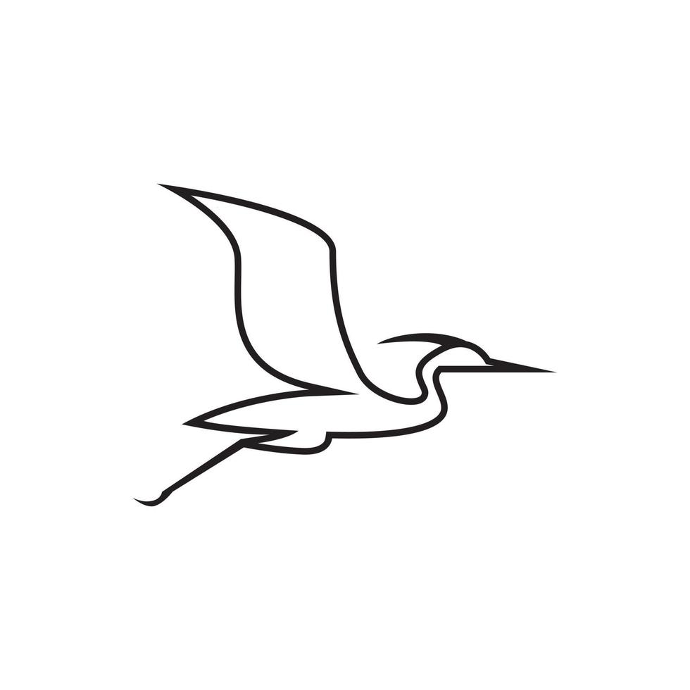 line icon egret design vector isolated on white background.