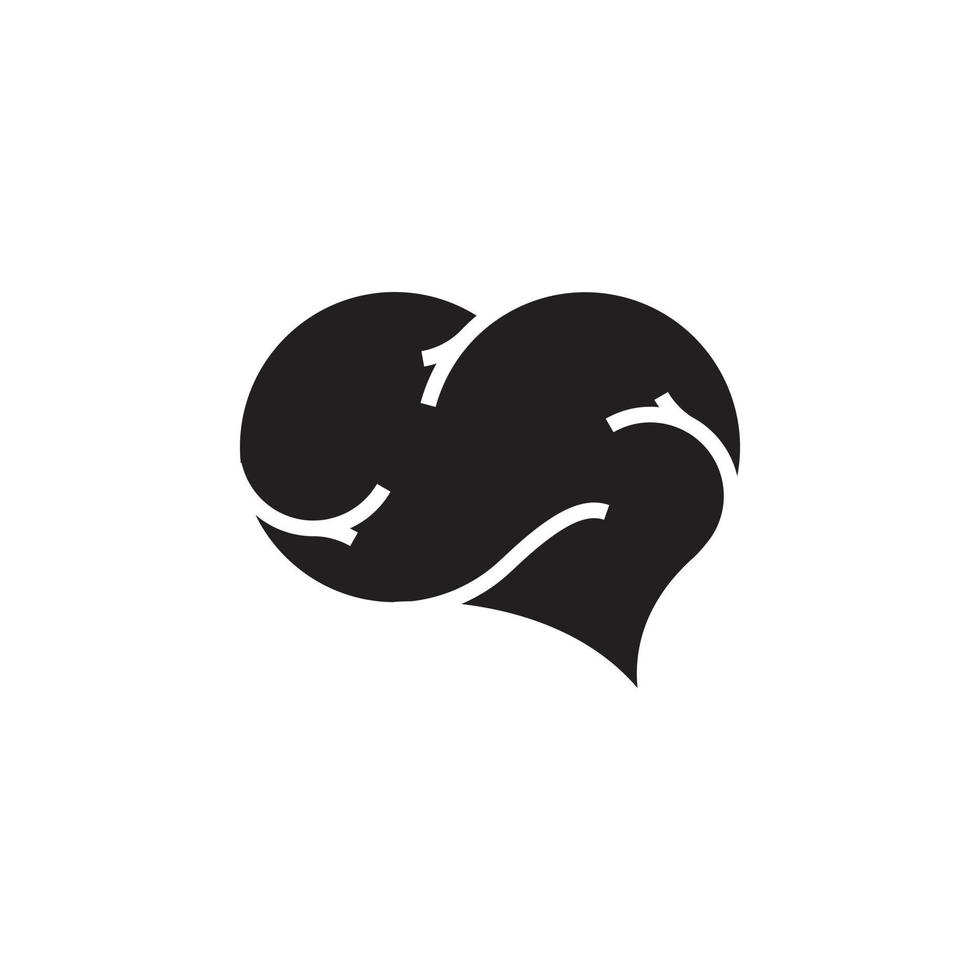 Ilustración de vector de diseño de logotipo de cerebro de forma de corazón.