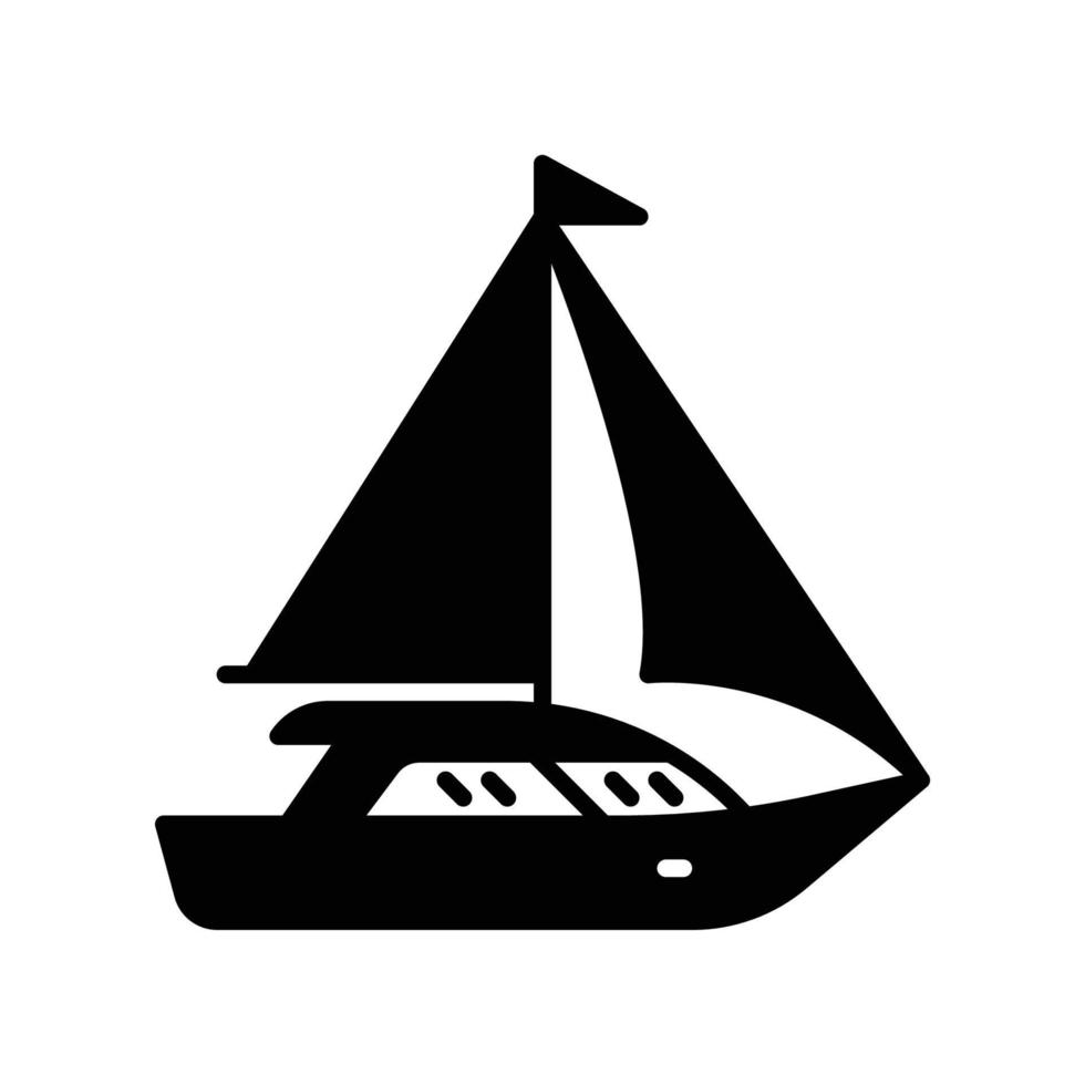 Sailing boat yacht icon for holiday and water transportation vector