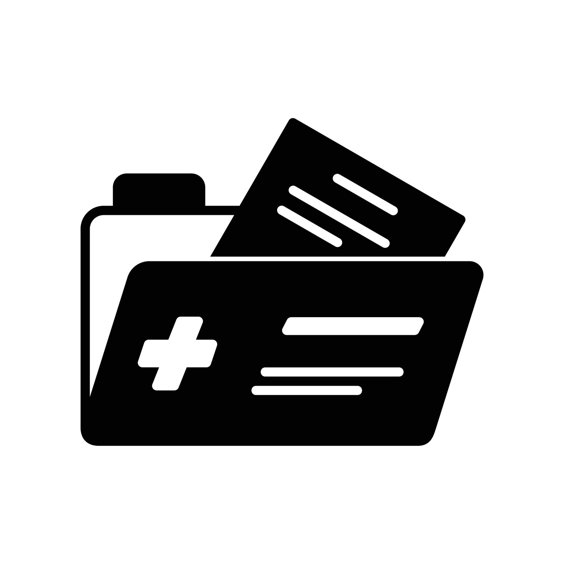 Medical record icon with data folder and paper to record medical