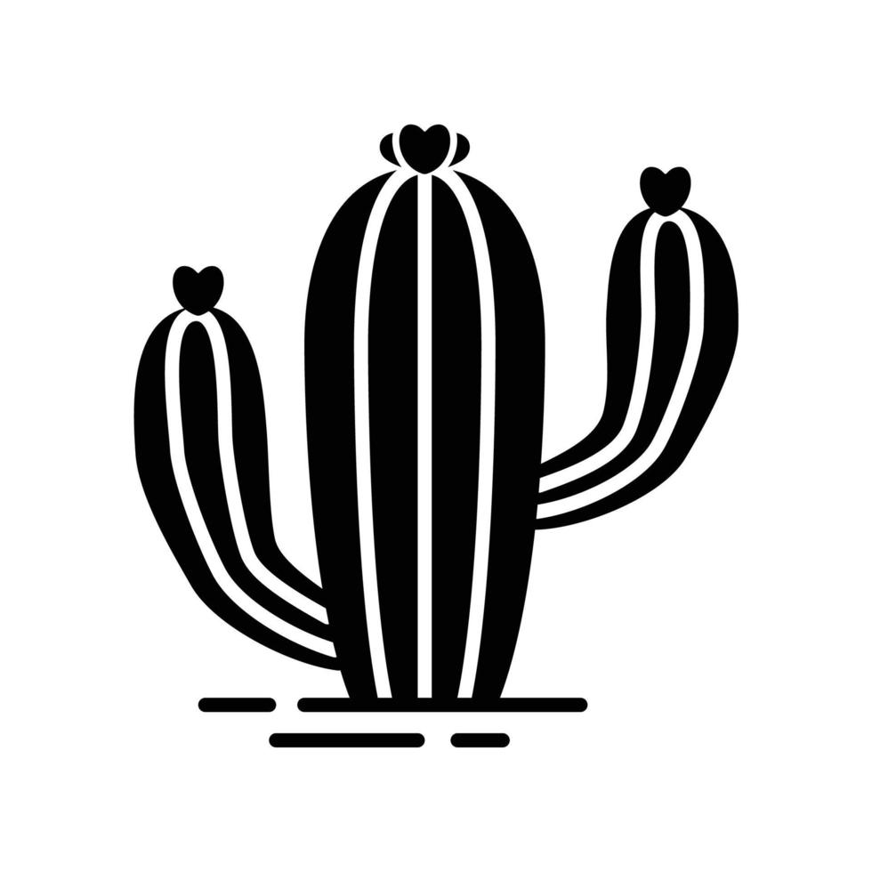Cactus icon as a hot desert plant with thorns and flowers at the end vector