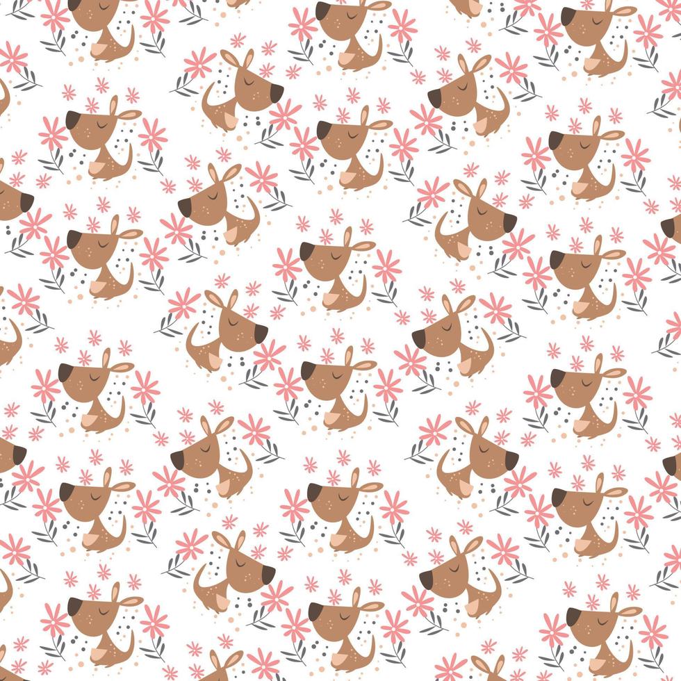 vector cute kangaroo seamless pattern for background, decorative